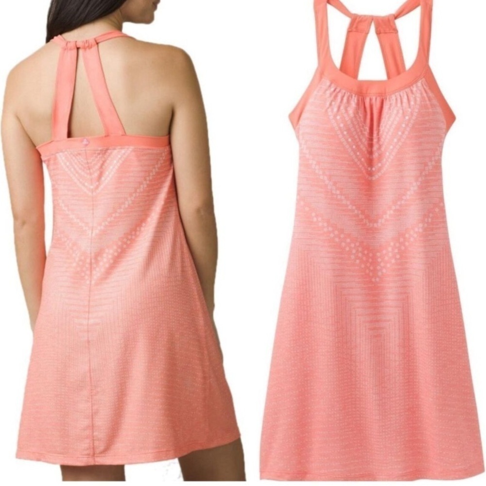 Prana Cantine Small Dress Light Orange Peach Built In Bra Athleisure Summer